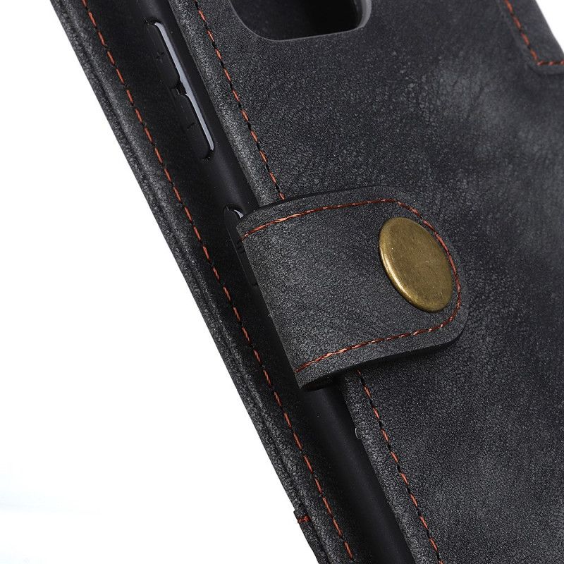 Flip Cover Læder for Xiaomi Redmi Note 9S / Note 9 Pro Sort Vintage Læder Og Nittestil