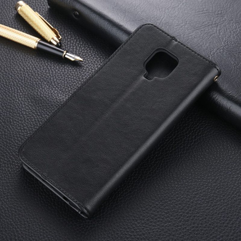 Flip Cover Læder Xiaomi Redmi Note 9S / Note 9 Pro Sort Azns Imiteret Læder