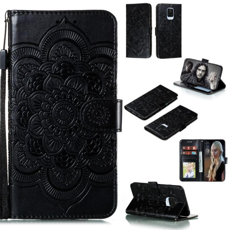 Flip Cover Læder Xiaomi Redmi Note 9S / Note 9 Pro Sort Fuld Mandala