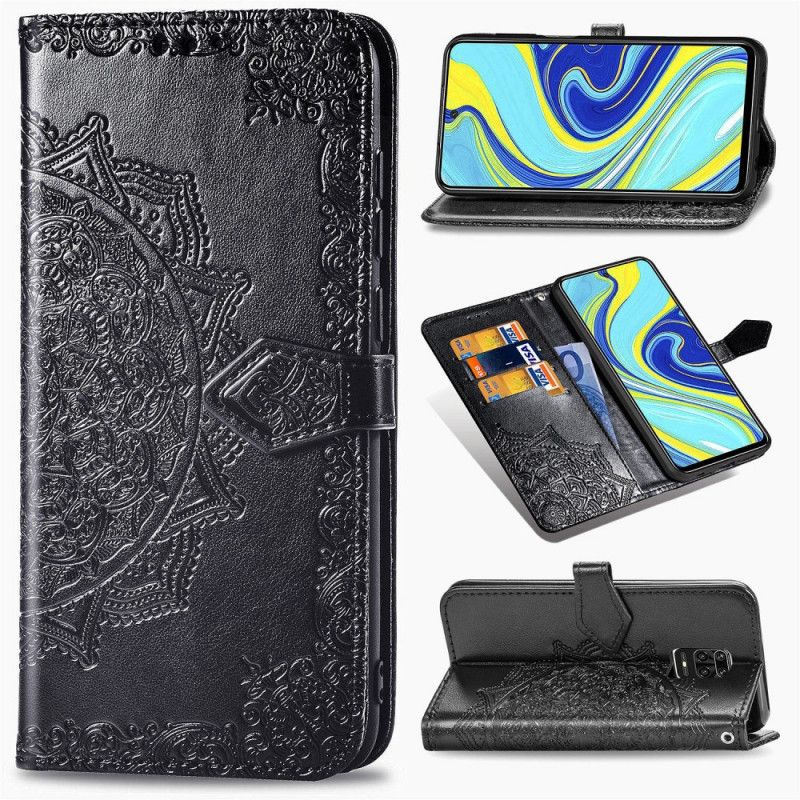 Flip Cover Læder Xiaomi Redmi Note 9S / Note 9 Pro Sort Mandala I Middelalderen Original