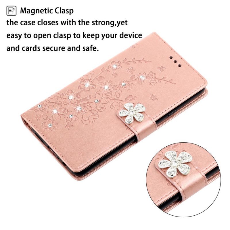 Flip Cover Xiaomi Redmi Note 9S / Note 9 Pro Rose Gold Mobilcover Blomstercharme