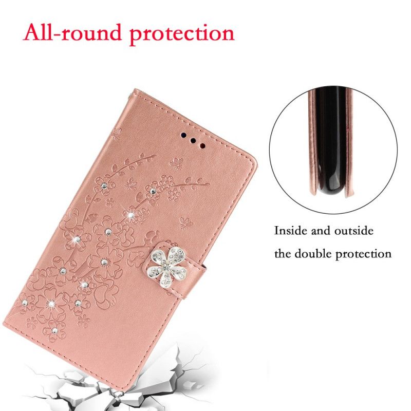 Flip Cover Xiaomi Redmi Note 9S / Note 9 Pro Rose Gold Mobilcover Blomstercharme