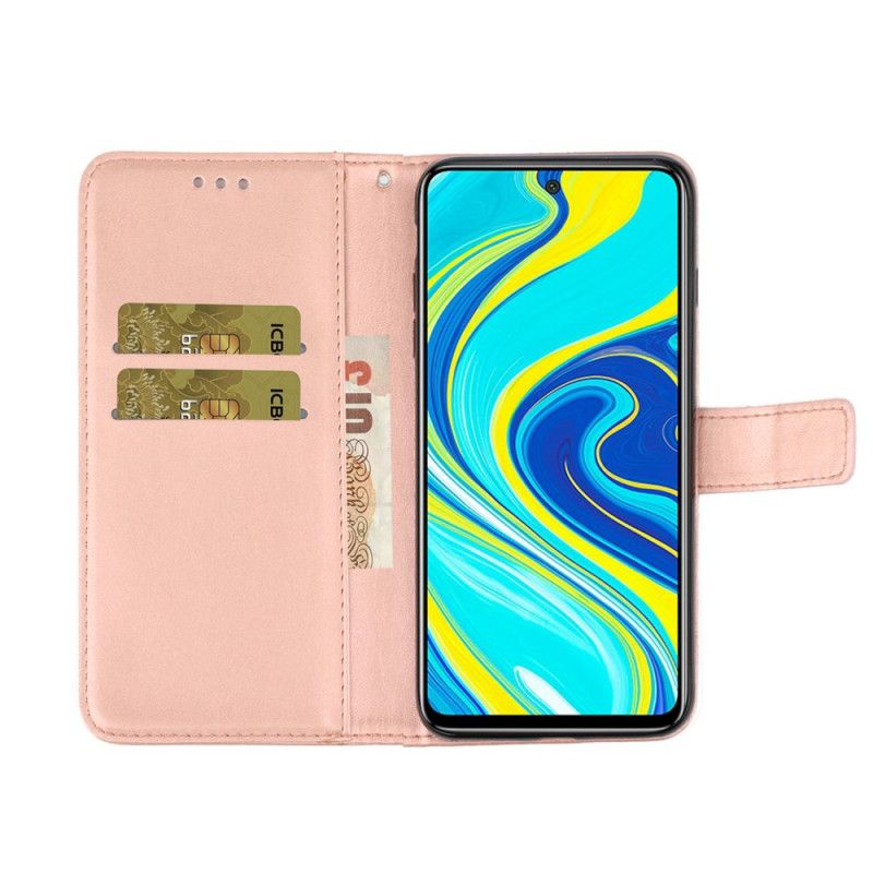 Flip Cover Xiaomi Redmi Note 9S / Note 9 Pro Rose Gold Mobilcover Blomstercharme