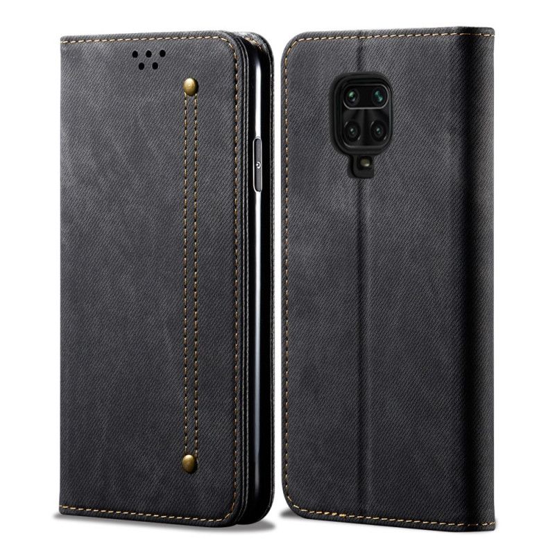 Læder Cover Xiaomi Redmi Note 9S / Note 9 Pro Sort Jeansstof Beskyttelse