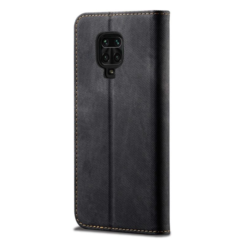 Læder Cover Xiaomi Redmi Note 9S / Note 9 Pro Sort Jeansstof Beskyttelse