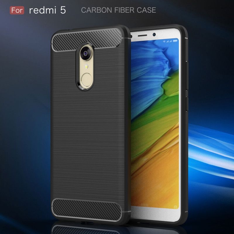 Cover Xiaomi Redmi 5 Sort Mobilcover Børstet Kulfiber