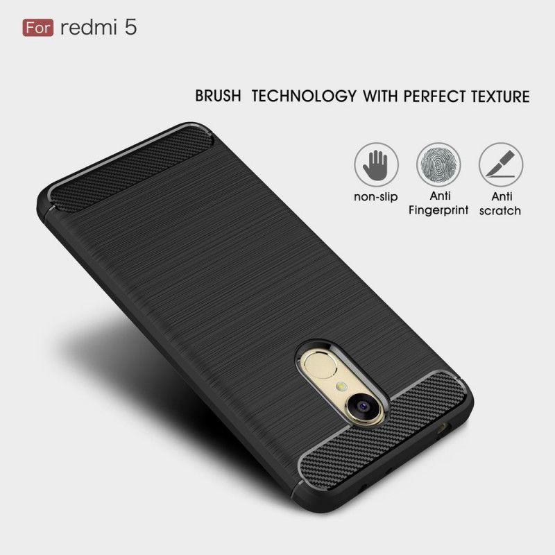 Cover Xiaomi Redmi 5 Sort Mobilcover Børstet Kulfiber