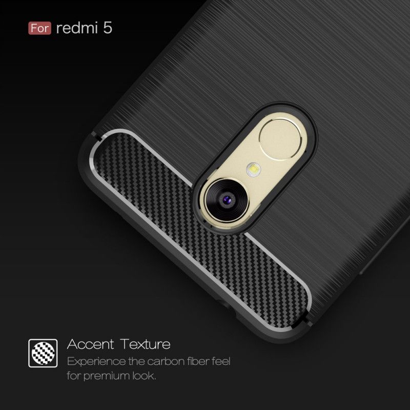 Cover Xiaomi Redmi 5 Sort Mobilcover Børstet Kulfiber