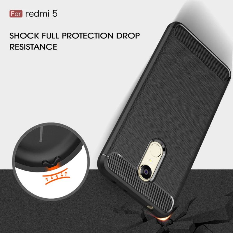 Cover Xiaomi Redmi 5 Sort Mobilcover Børstet Kulfiber