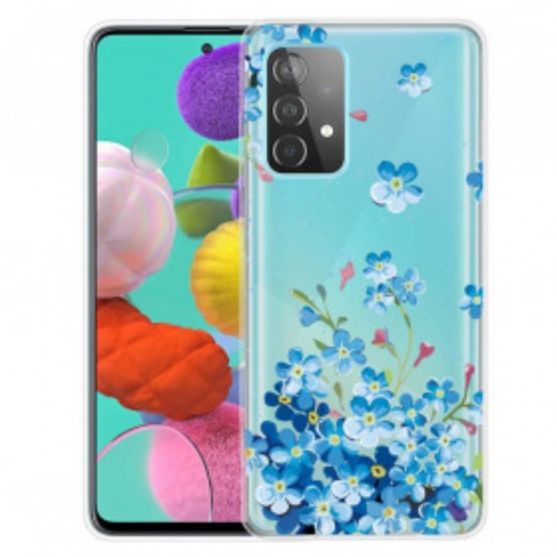 Cover Samsung Galaxy A52 4G / A52 5G / A52s 5G Blå Blomster