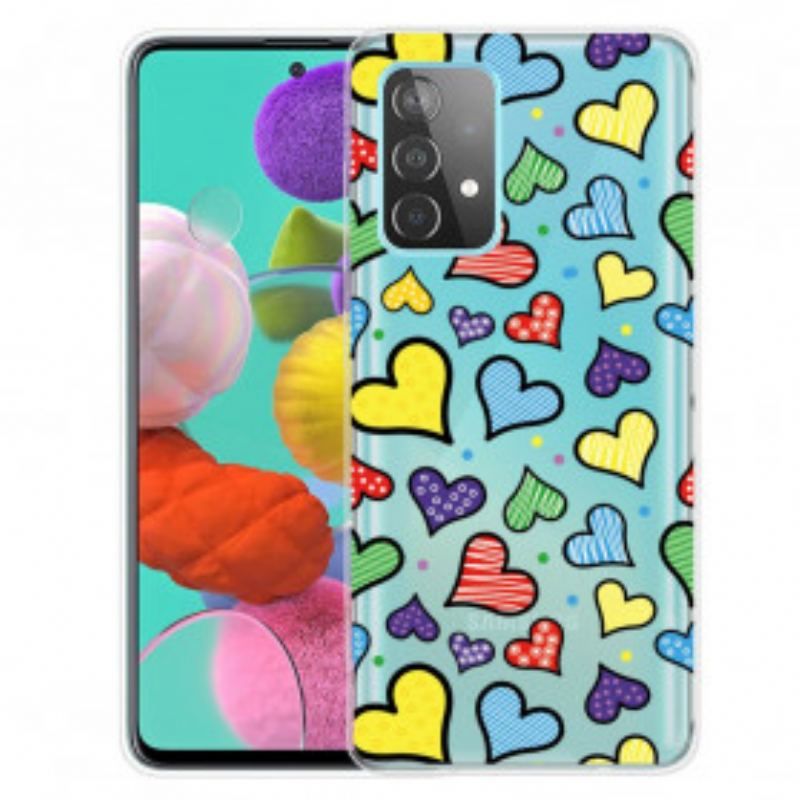 Cover Samsung Galaxy A52 4G / A52 5G / A52s 5G Flerfarvede Hjerter