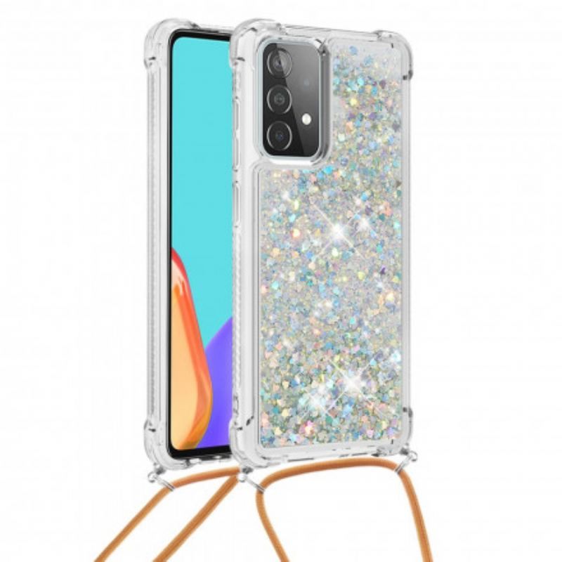 Cover Samsung Galaxy A52 4G / A52 5G / A52s 5G Pailletter Med Snøre