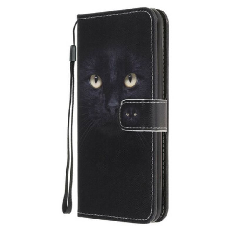 Flip Cover Samsung Galaxy A52 4G / A52 5G / A52s 5G Med Snor Strappy Black Cat Eyes