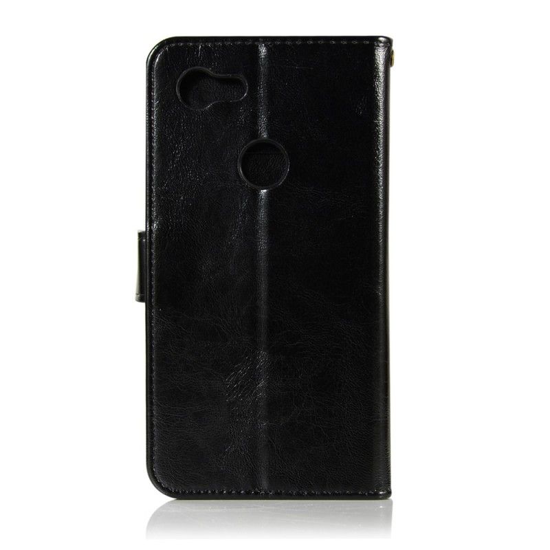 Flip Cover Læder for Google Pixel 3 XL Mørkerød Vintage Lædereffekt Med Rem