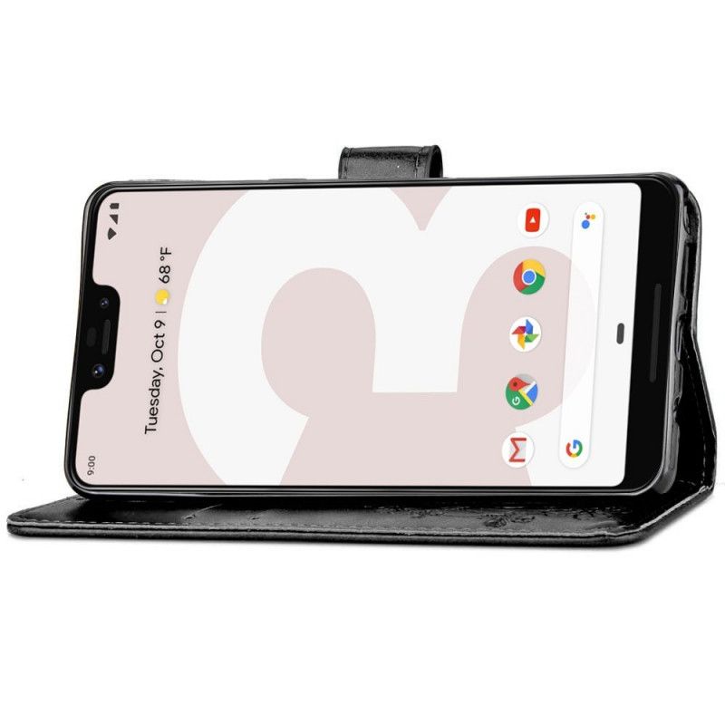 Flip Cover Læder Google Pixel 3 XL Sort Firkløver