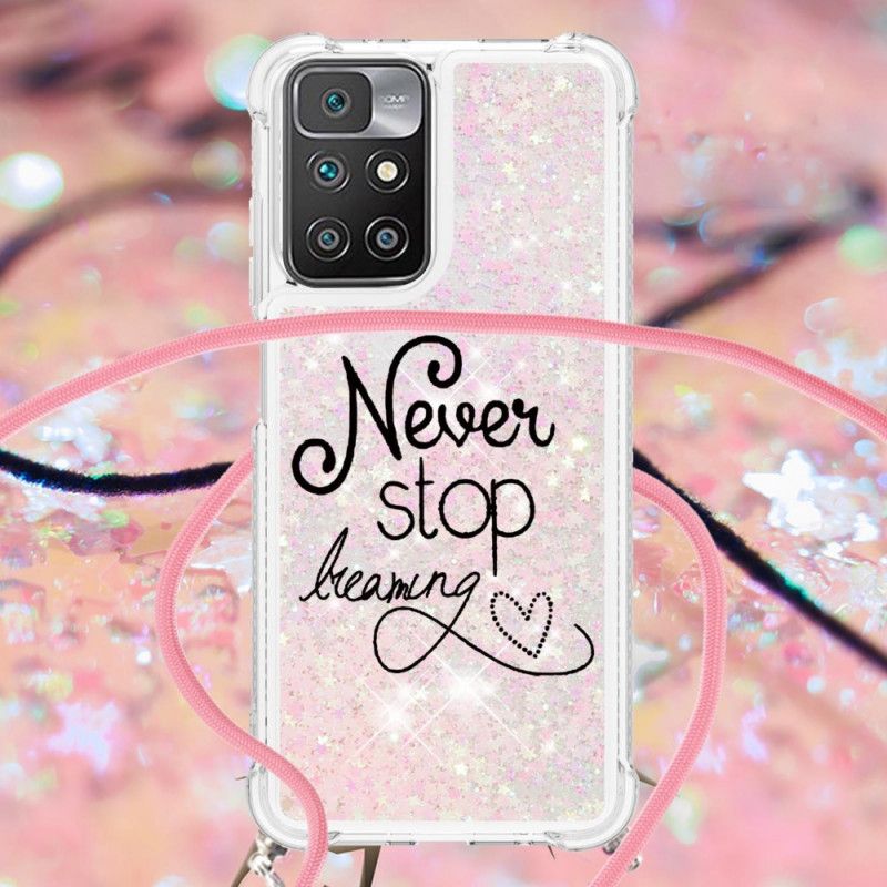 Cover Xiaomi Redmi 10 Never Stop Sequin Snøre