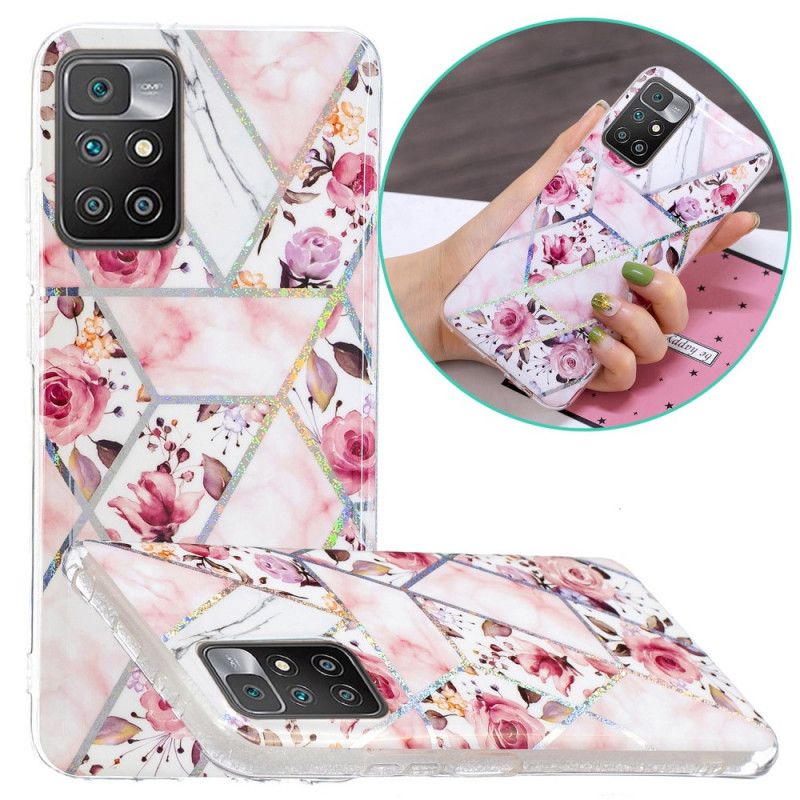 Cover Xiaomi Redmi 10 Telefon Etui Marmorerede Blomster