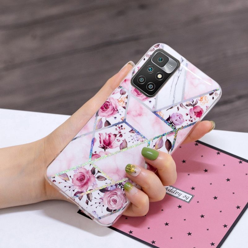 Cover Xiaomi Redmi 10 Telefon Etui Marmorerede Blomster