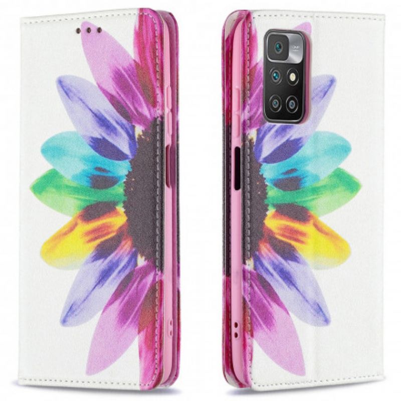 Flip Cover Til Xiaomi Redmi 10 Blomsterakvarel