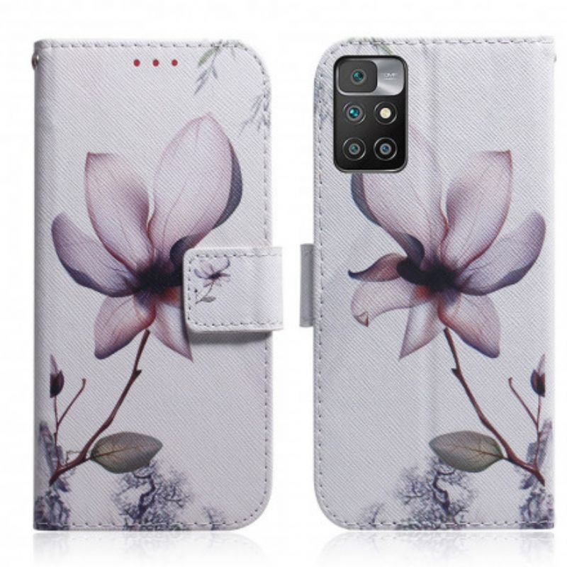 Flip Cover Til Xiaomi Redmi 10 Gammel Lyserød Blomst