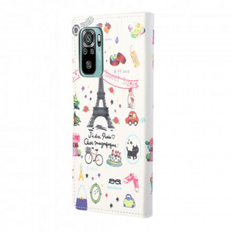 Flip Cover Til Xiaomi Redmi 10 Jeg Elsker Paris Strappy