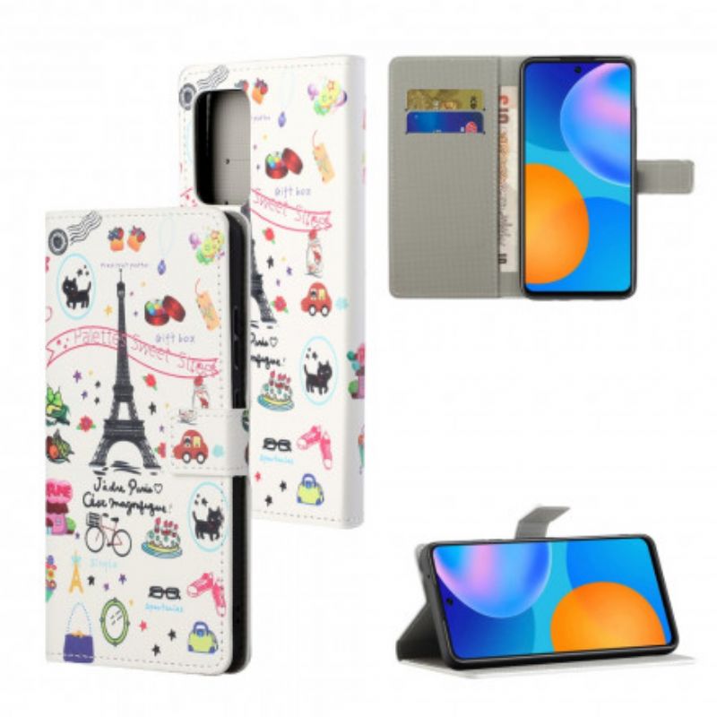 Flip Cover Til Xiaomi Redmi 10 Jeg Elsker Paris Strappy