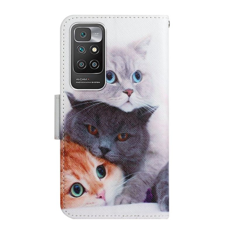 Flip Cover Til Xiaomi Redmi 10 Pile Of Cats Lanyard