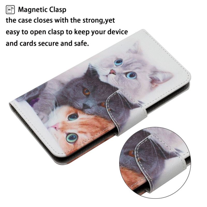 Flip Cover Til Xiaomi Redmi 10 Pile Of Cats Lanyard