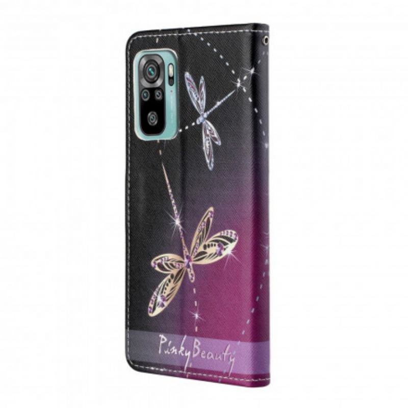 Flip Cover Til Xiaomi Redmi 10 Strappy Dragonflies