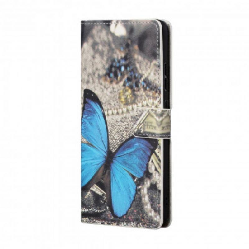 Flip Cover Xiaomi Redmi 10 Blue Strappy Butterfly