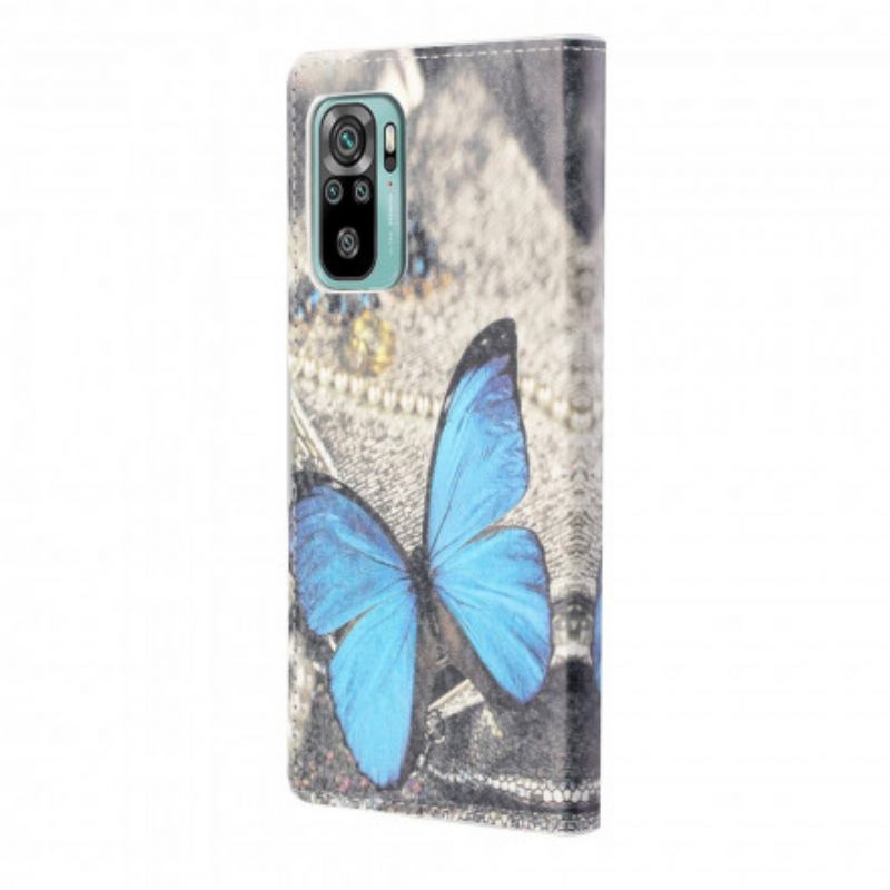 Flip Cover Xiaomi Redmi 10 Blue Strappy Butterfly