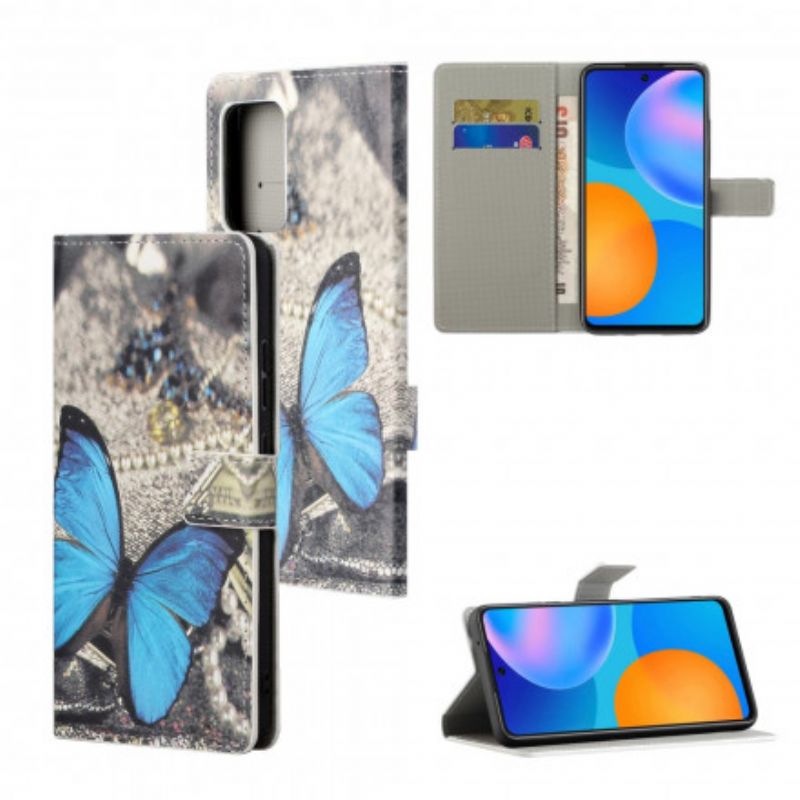 Flip Cover Xiaomi Redmi 10 Blue Strappy Butterfly