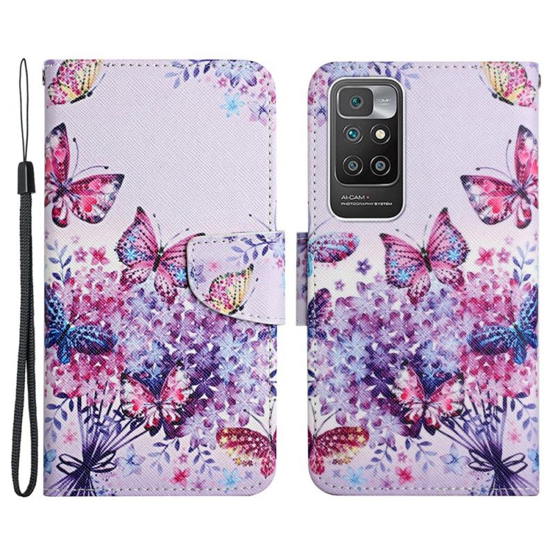 Flip Cover Xiaomi Redmi 10 Buket Af Blomster Og Sommerfugle