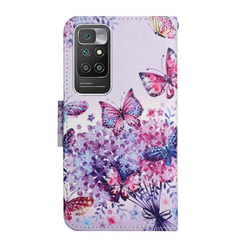 Flip Cover Xiaomi Redmi 10 Buket Af Blomster Og Sommerfugle