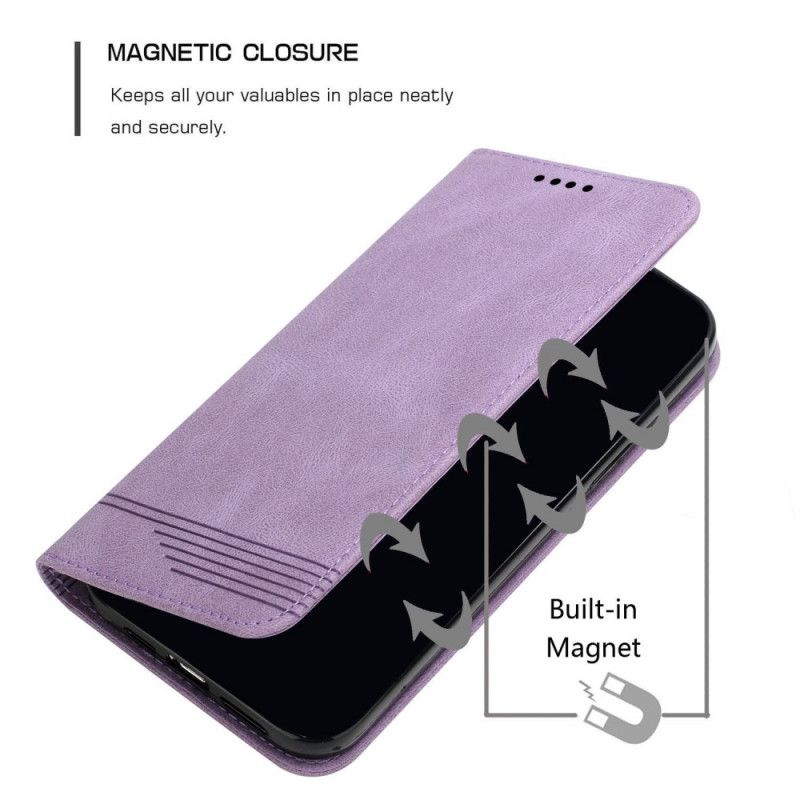 Flip Cover Xiaomi Redmi 10 Lædereffekt Linjemønster