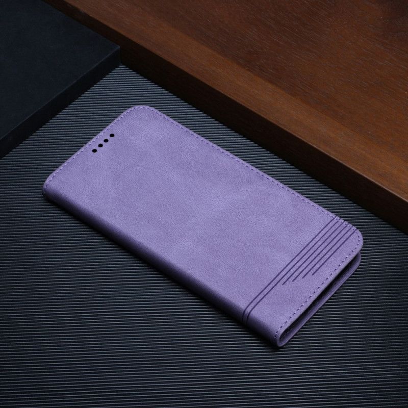 Flip Cover Xiaomi Redmi 10 Lædereffekt Linjemønster