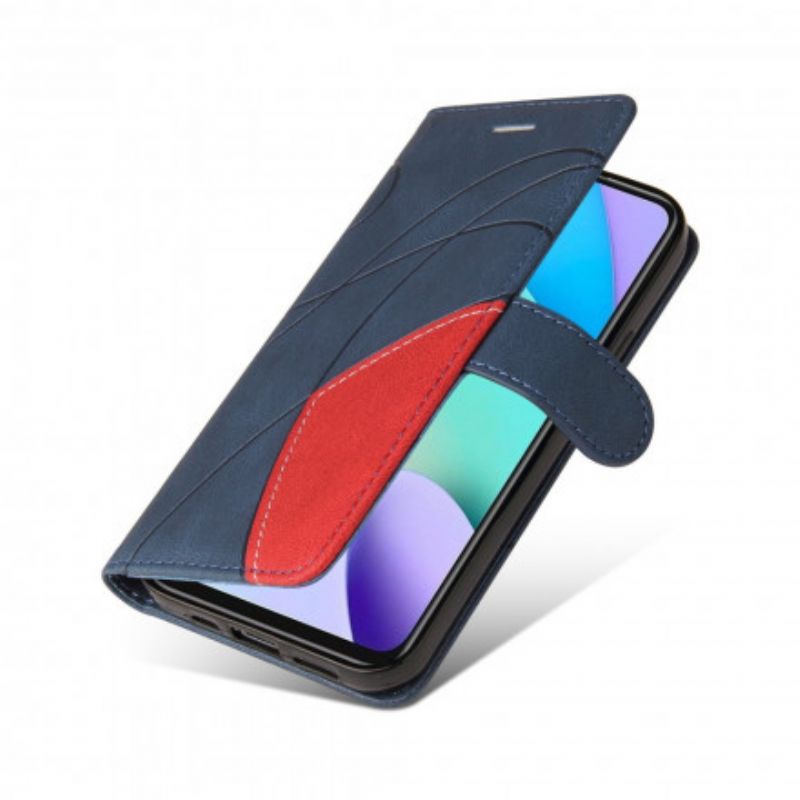 Flip Cover Xiaomi Redmi 10 Signature Tofarvet Imiteret Læder