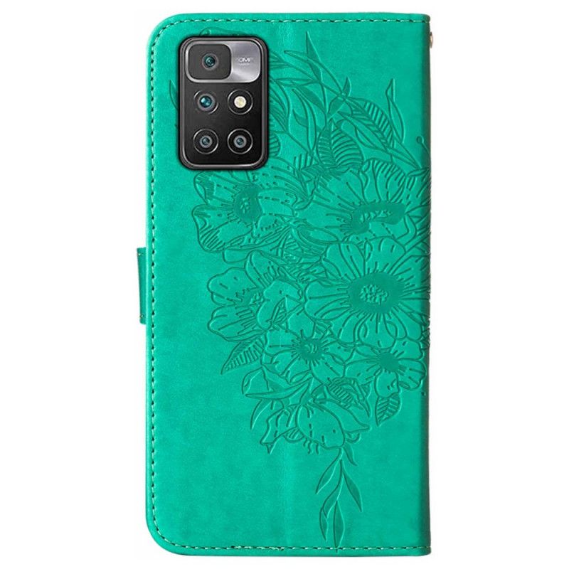 Flip Cover Xiaomi Redmi 10 Sommerfugledesign Med Snor