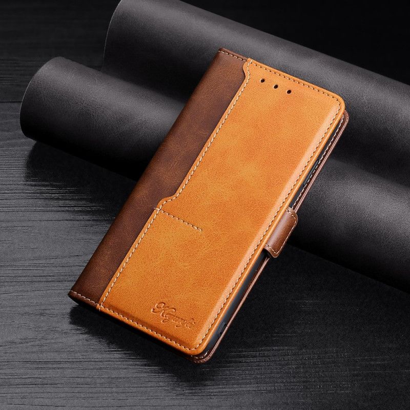 Flip Cover Xiaomi Redmi 10 Tofarvet Læderstil