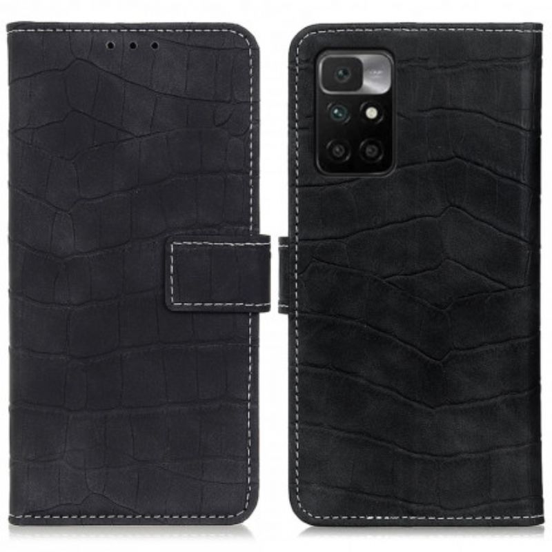 Flip Cover Xiaomi Redmi 10 Vintage Krokodilleskindstil