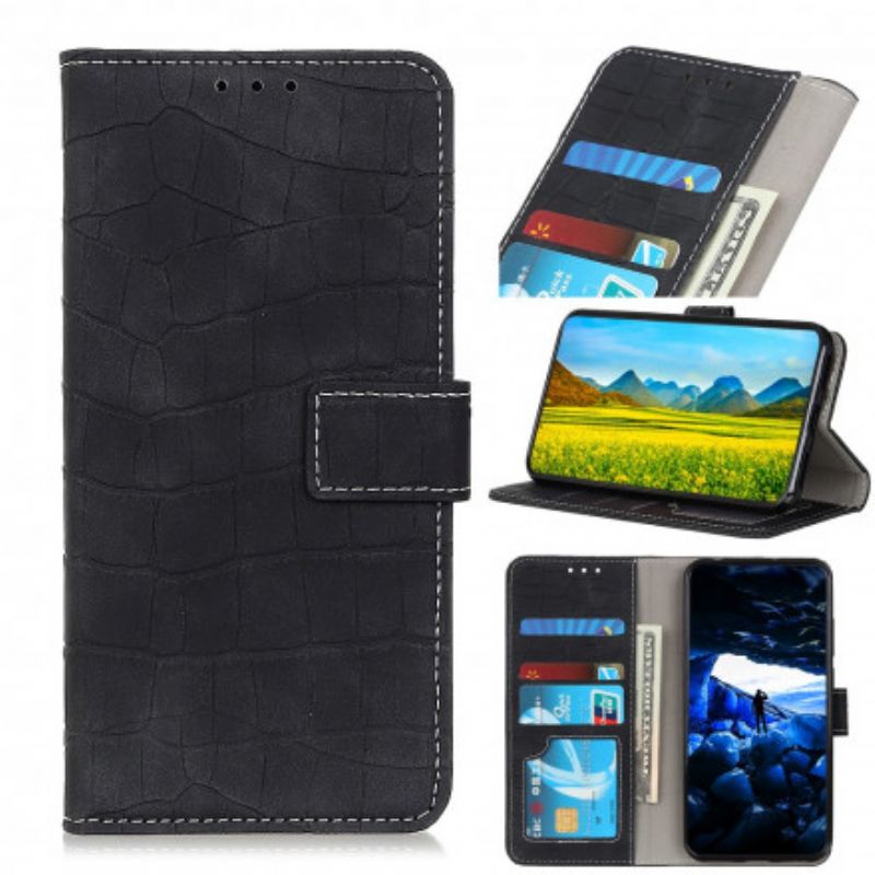 Flip Cover Xiaomi Redmi 10 Vintage Krokodilleskindstil