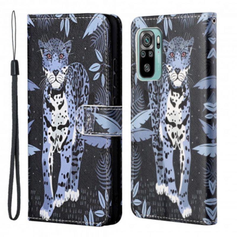 Læder Cover Xiaomi Redmi 10 Leopard Strappy