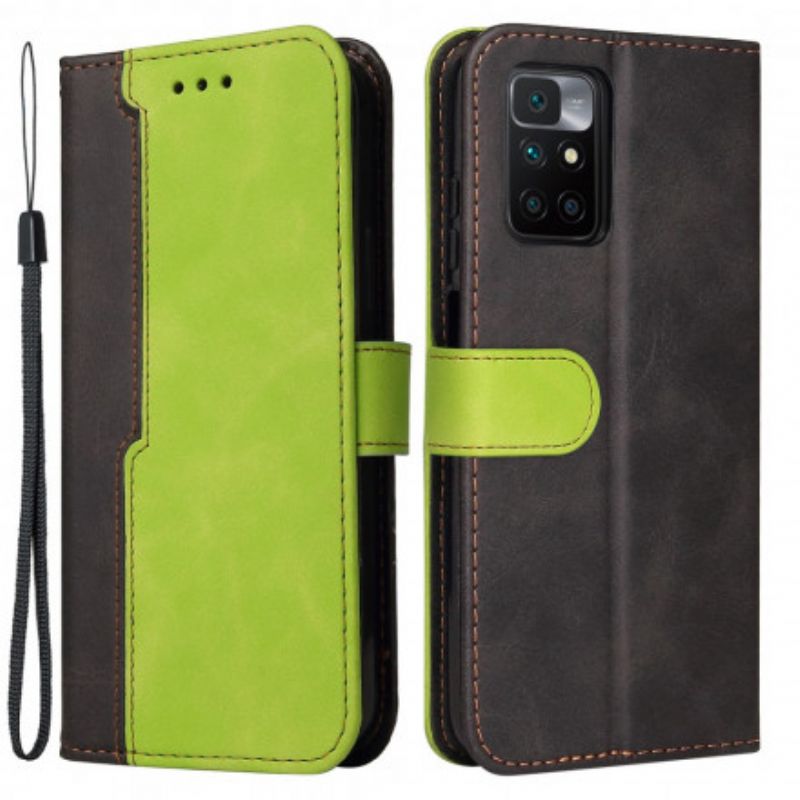 Læder Cover Xiaomi Redmi 10 Telefon Etui Bicolor