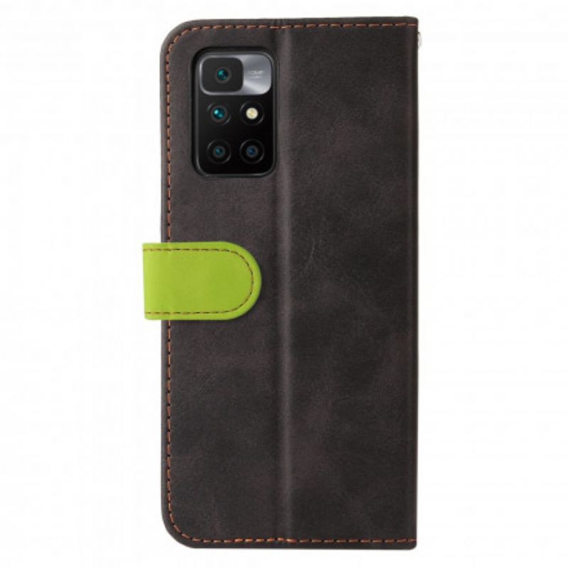 Læder Cover Xiaomi Redmi 10 Telefon Etui Bicolor