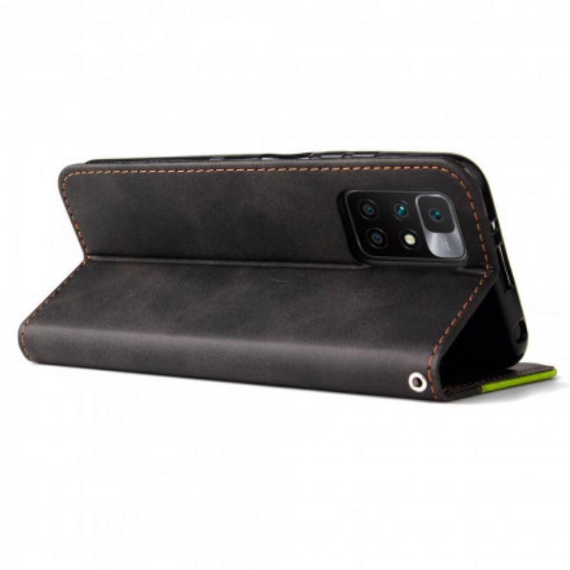 Læder Cover Xiaomi Redmi 10 Telefon Etui Bicolor