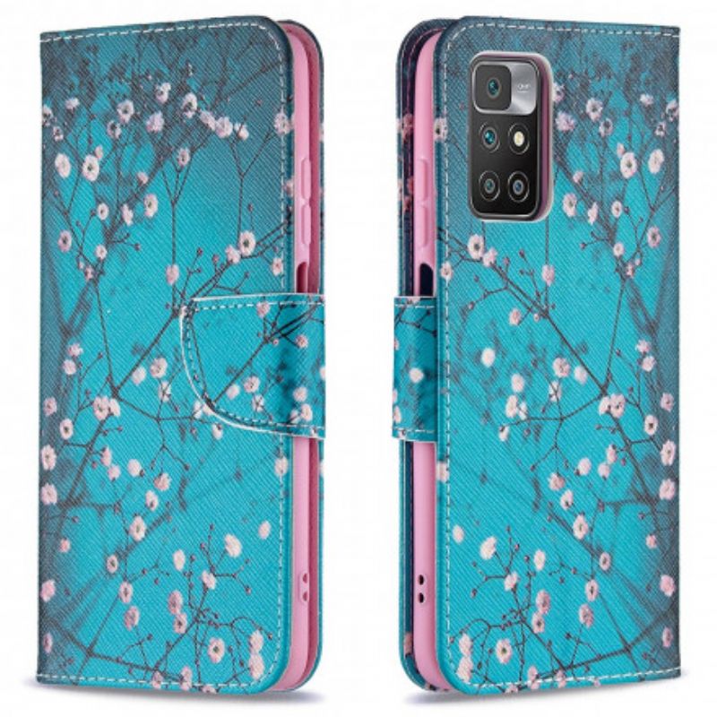 Læder Cover Xiaomi Redmi 10 Telefon Etui Blomstrende Træ