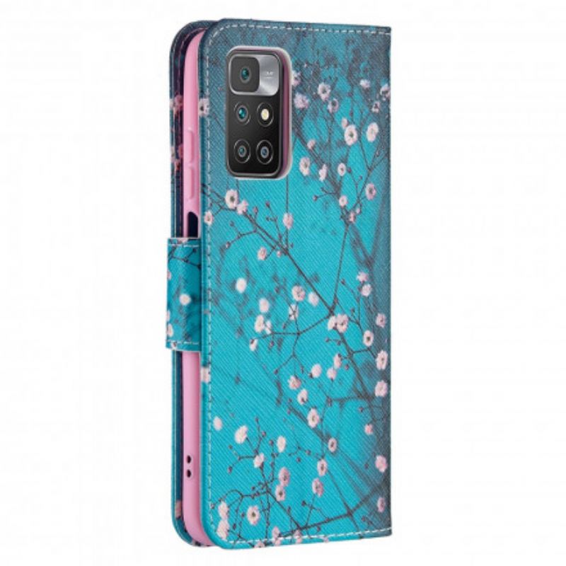 Læder Cover Xiaomi Redmi 10 Telefon Etui Blomstrende Træ