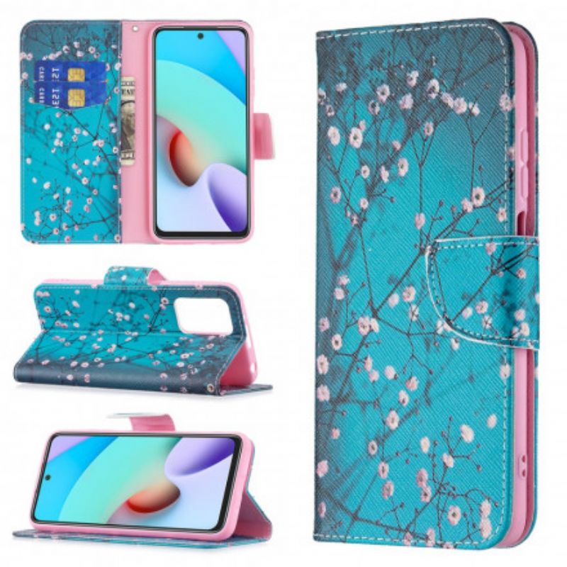 Læder Cover Xiaomi Redmi 10 Telefon Etui Blomstrende Træ