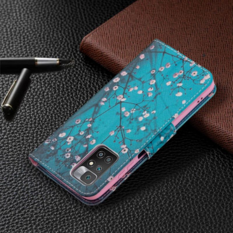 Læder Cover Xiaomi Redmi 10 Telefon Etui Blomstrende Træ