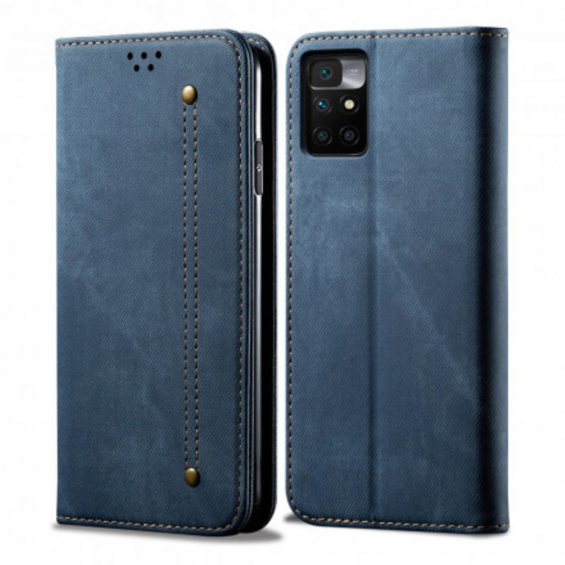 Læder Cover Xiaomi Redmi 10 Telefon Etui Denimstof